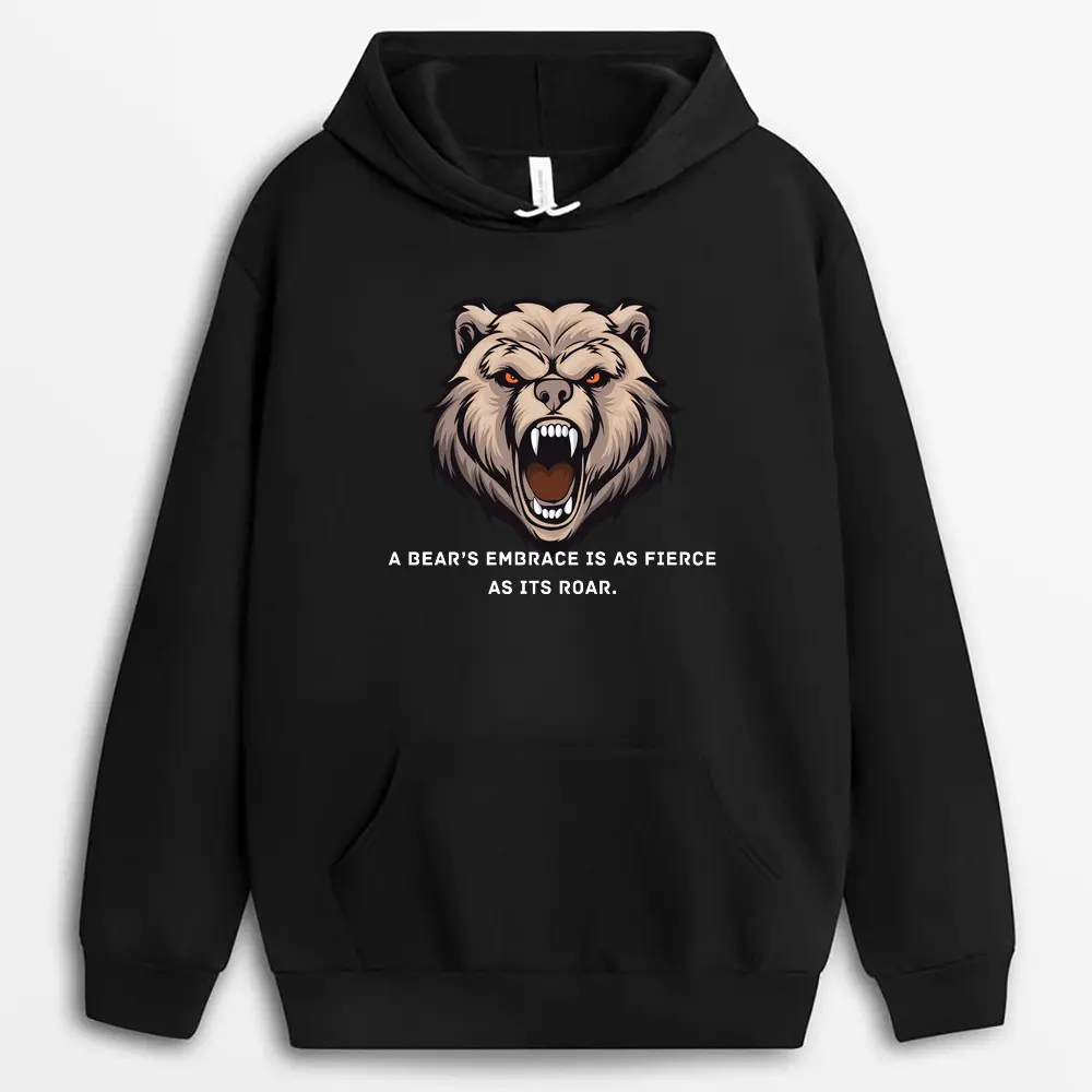 A Bears Embrace Is As Fierce As Its Roar Iuxtee Hoodie - Black