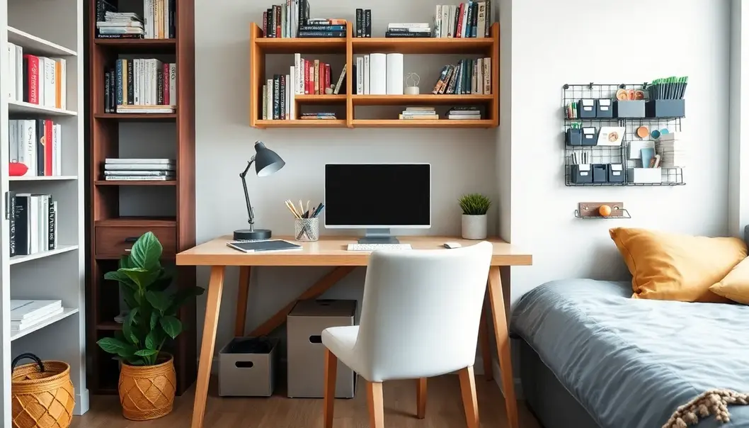A small apartment transformed with multifunctional furniture to enhance productivity and save space.